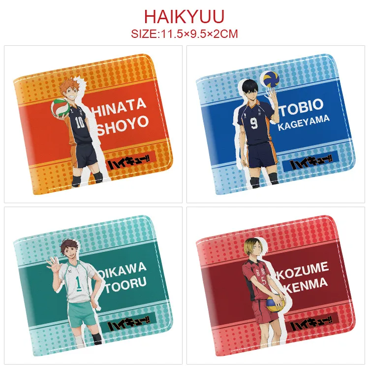 Haikyuu!! Inspired Full Color Short Bi-Fold Wallet – Anime Volleyball Print Card Holder with Coin Pocket & ID Window, Compact PU Leather Billfold for Fans & Students